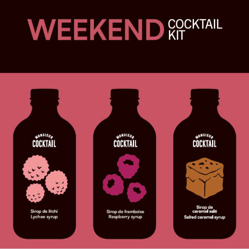 *COMING SOON* MONSIEUR COCKTAIL WEEKEND COCKTAIL KIT | LYCHEE, RASPBERRY, SALTED CARMEL SYRUP Main Image